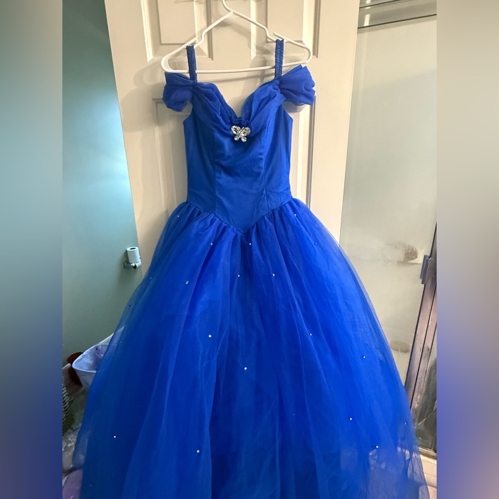 Elegant Blue Off-Shoulder Gown